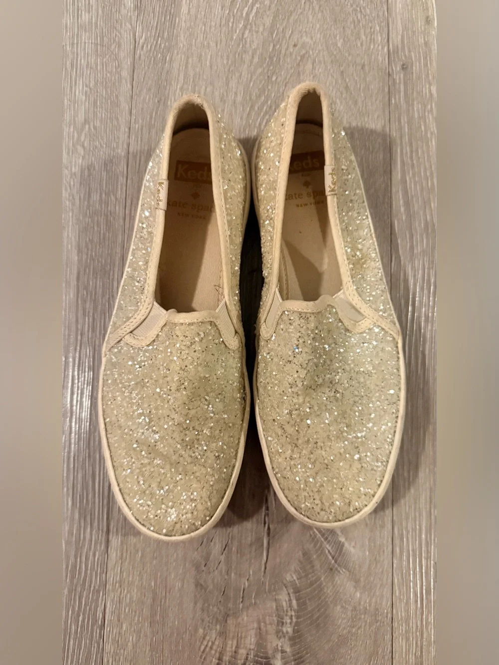 Keds x Kate Spade Double Decker Champagne Glitter Slip On sneakers 🤩